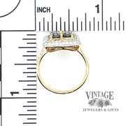 Alexandrite and diamond 18ky gold ring scale