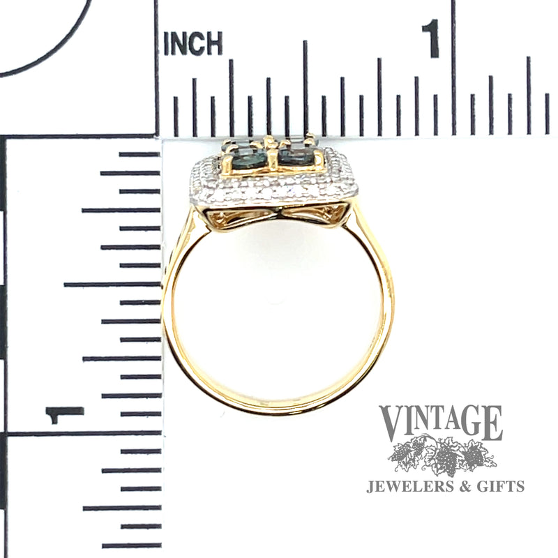 Alexandrite and diamond 18ky gold ring scale