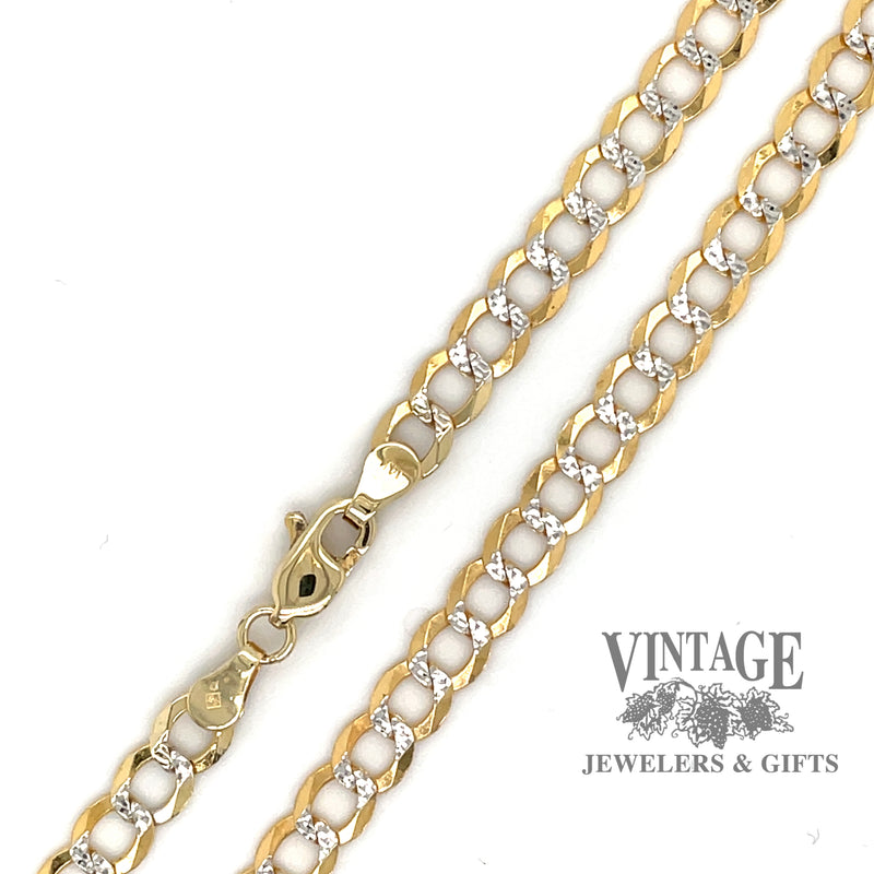 14 karat yellow gold 22" two tone solid curb link chain