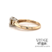 14 karat two tone gold round Golden sapphire ring, back/side view