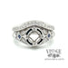 14 karat white gold curved vintage inspired diamond ring band shown with matching engagement ring semi mount