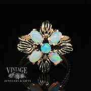 14 karat yellow gold opal flower motif cluster ring