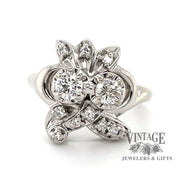 14 karat white gold .48ctw diamond Bouquet shaped ring