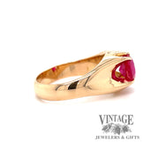 1.8 carat Lab Ruby 10ky gold belcher ring side