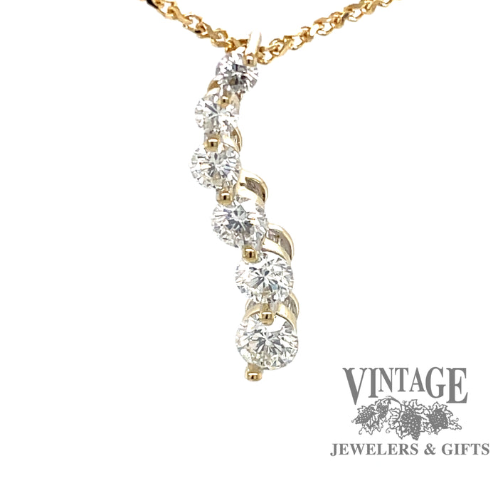 14 karat yellow gold graduated diamond "Journey" necklace