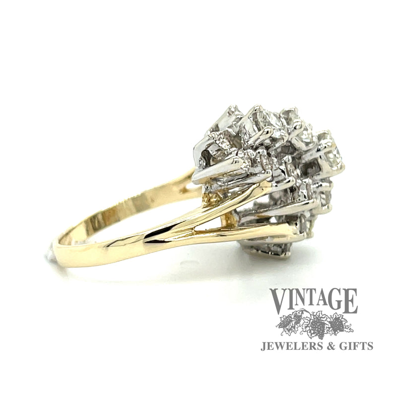 Retro diamond “waterfall” 14ky gold ring