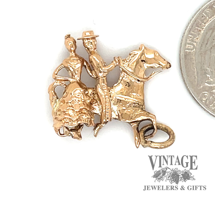 Vaquero on horseback charm in 18ky gold