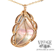 14 karat yellow gold abalone pearl enhancer pendant, back side