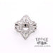 14 karat white gold pave diamond marquise shaped  semi mount ring, top view.