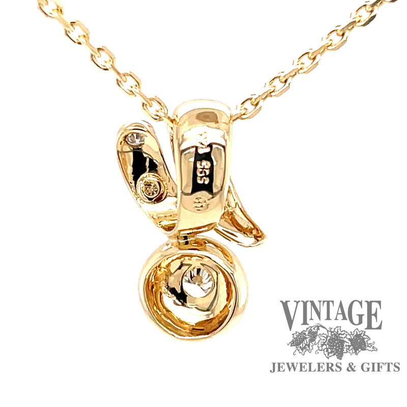 back view of 14 karat yellow gold diamond slide pendant.
