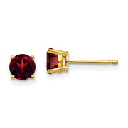 14 karat yellow gold 5 mm round natural Garnet stud earrings