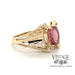 10 karat yellow gold 1.16ct Pink tourmaline filigree ring, angled view