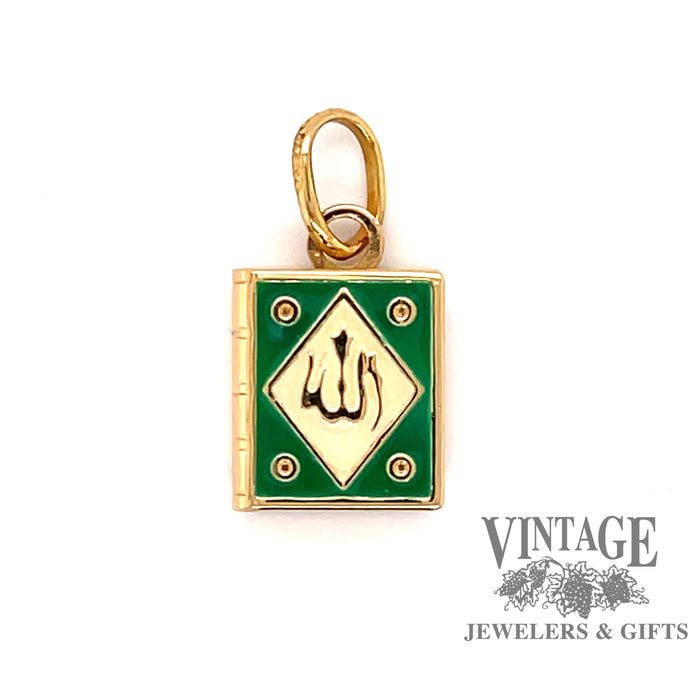 Quran book enameled 18 karat gold charm