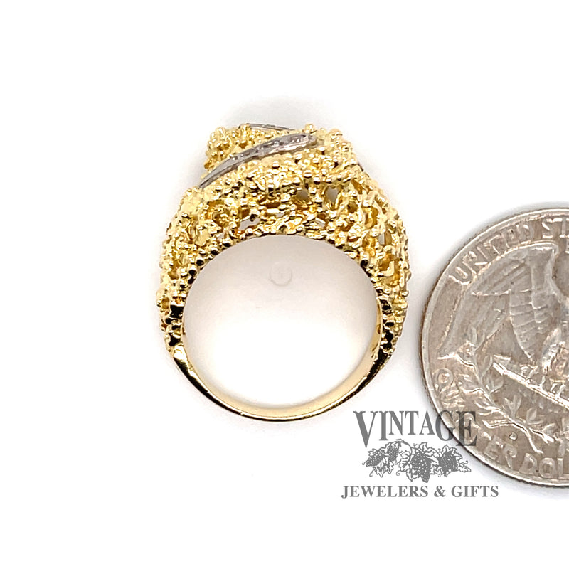 Organic bypass 18ky gold ring quarter for scale