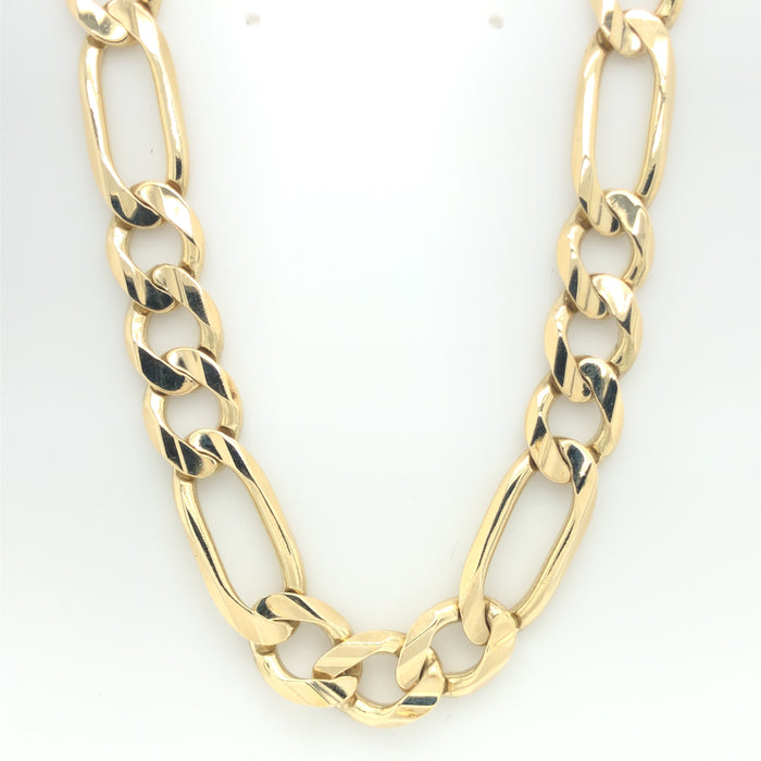 Heavy figaro link 14y solid gold chain bracelet