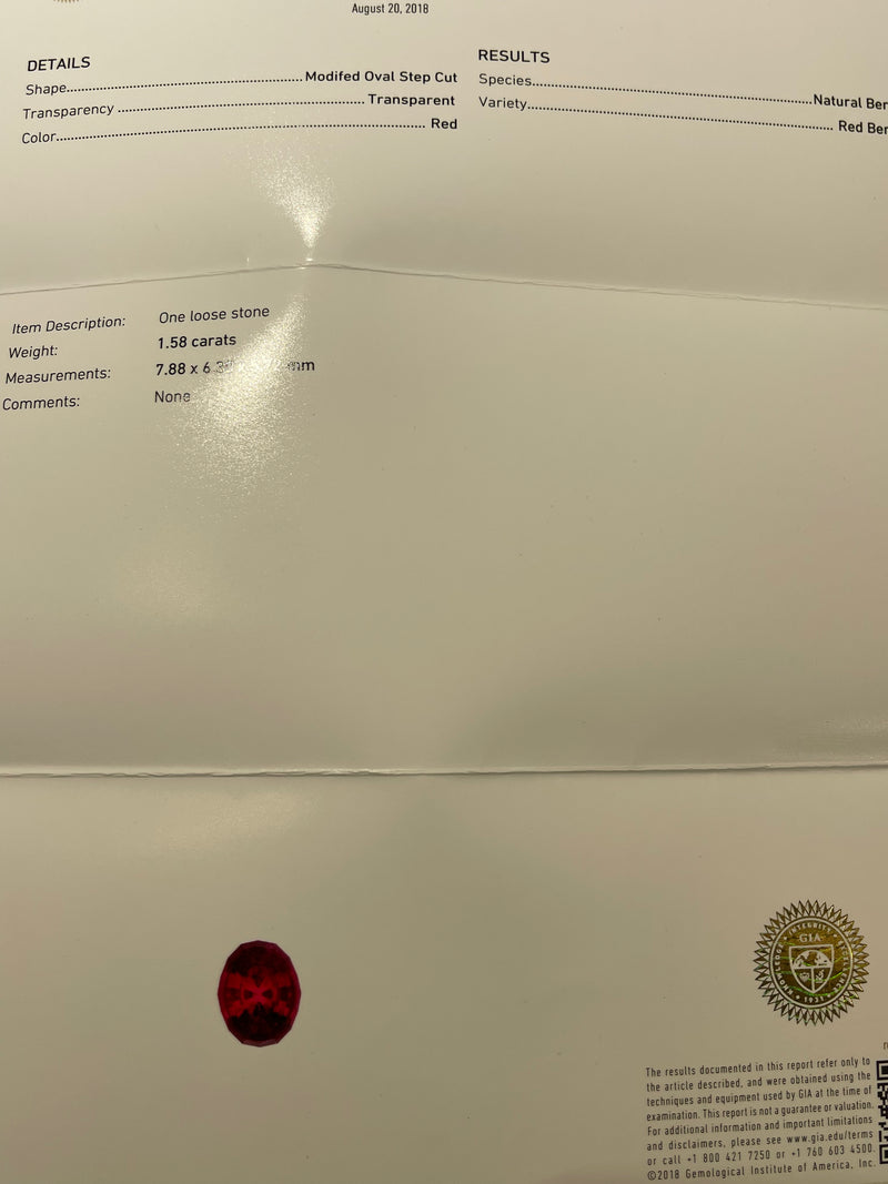 *RARE* 1.58 carat natural untreated eye clean Red Beryl