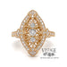 Marquise shaped filigree diamond 14ky gold ring