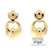 18 karat yellow gold doorknocker style drop earrings