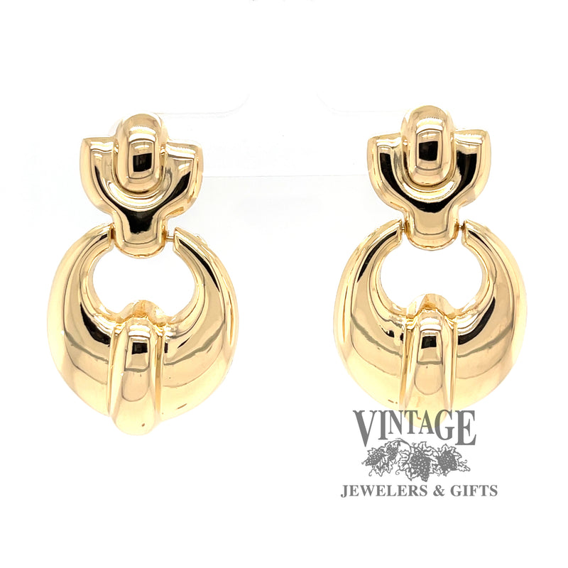 18 karat yellow gold doorknocker style drop earrings