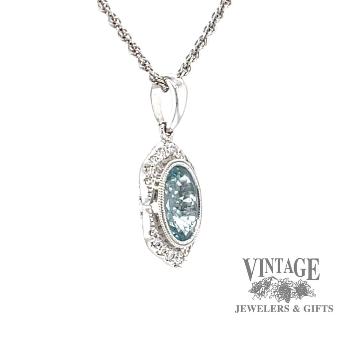 1.40 ct aquamarine and diamond 14kw necklace