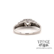 Vintage solitaire 18k white gold .20ct diamond ring, rear view