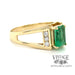 14 karat yellow gold .90ct Emerald and diamond ring, angled view