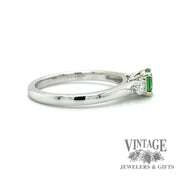 Tsavorite and diamond 14kw gold ring side