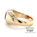 Ostby & Barton 10 karat yellow gold synthetic ruby ring, side view