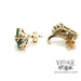 14 karat yellow gold Emerald with diamond cluster half hoop earrings