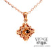 Underside of 18 karat rose gold diamond cluster pendant