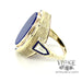 14 karat yellow gold vintage Lapis and Cloisonné glass fused enamel ring, side view