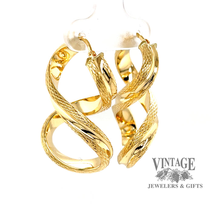 Twisted 18k gold textured hoop earrings