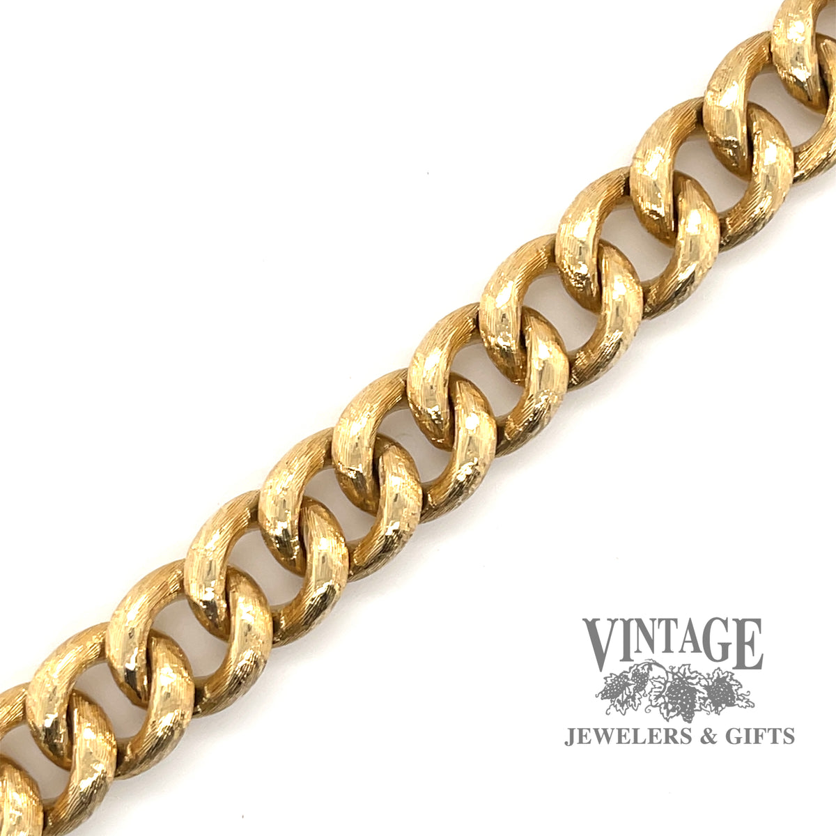 Vintage 18K Yellow Gold Large Curb Links ID Bracelet with Diamonds - HIGH  KARAT LLC