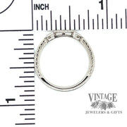 Platinum hand engraved fitted diamond wedding band scale