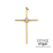14 karat yellow gold diamond solitaire large cross