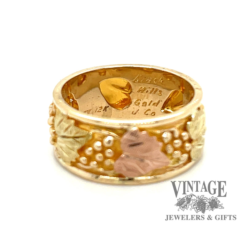 Black hills gold 12k grape motif ring