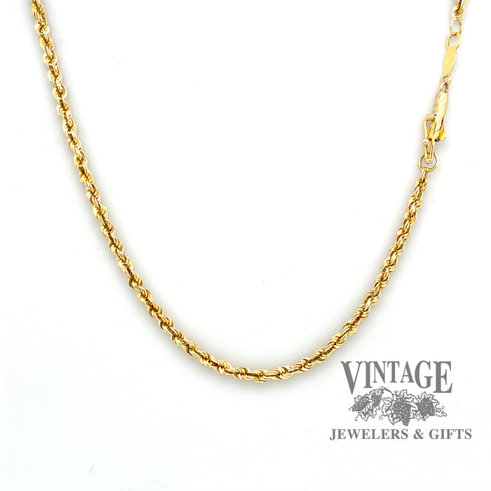 22”, 2.2mm thickness 14ky gold rope chain