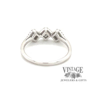 14 karat white gold diamond 3-square halo band, rear view