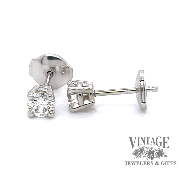 14k white gold .52 carat total weight diamond protector back  stud earrings