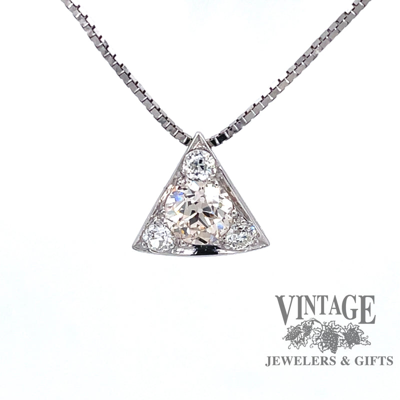 14 karat white gold OEC diamond triangular slide pendant