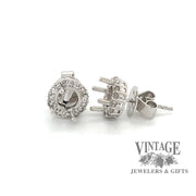 18 karat white gold classic diamond halo pierced earring stud mountings