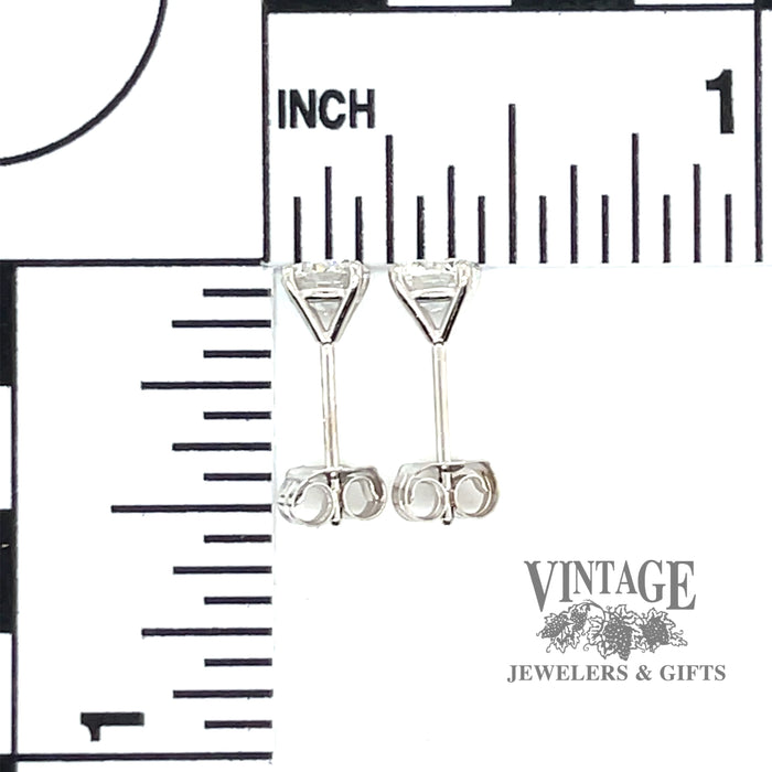.86 CTW round lab diamond 14kw gold stud earrings scale