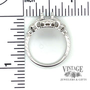 Diamond and sapphire hand engraved 14kw gold semi mount ring scale