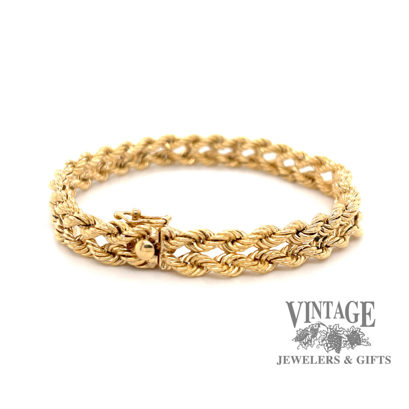 Solid double rope chain 8.7 mm 14k bracelet