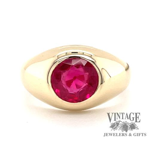 Ostby & Barton 10 karat yellow gold synthetic ruby ring