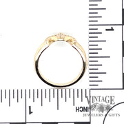 14 karat yellow gold fitted diamond wedding band, measurement