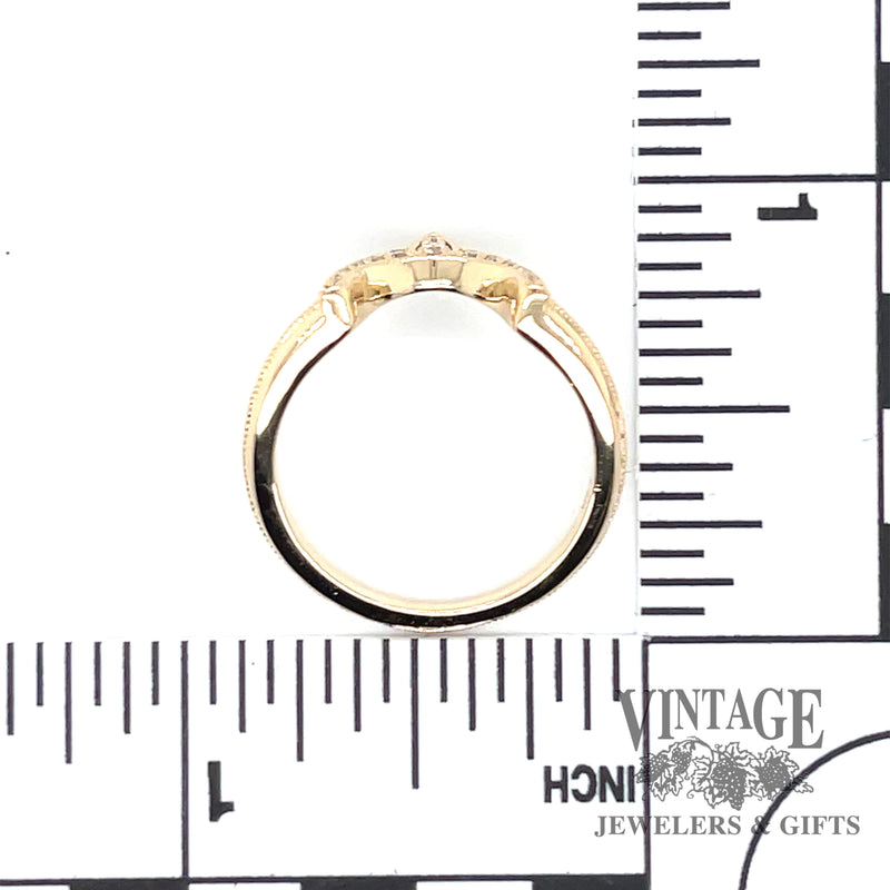 14 karat yellow gold fitted diamond wedding band, measurement