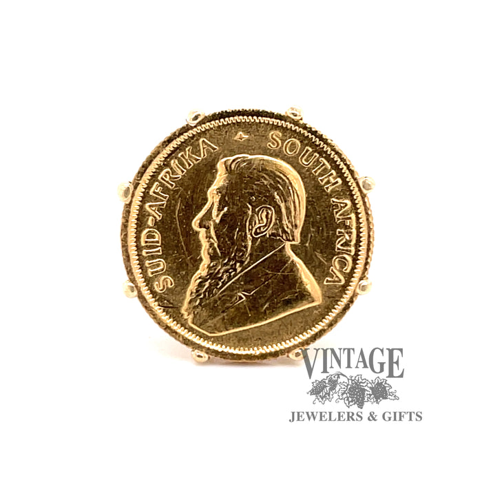 1/10 ozt Krugerrand in 14ky gold ring