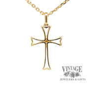 14 karat yellow gold diamond outlined cross, rear view