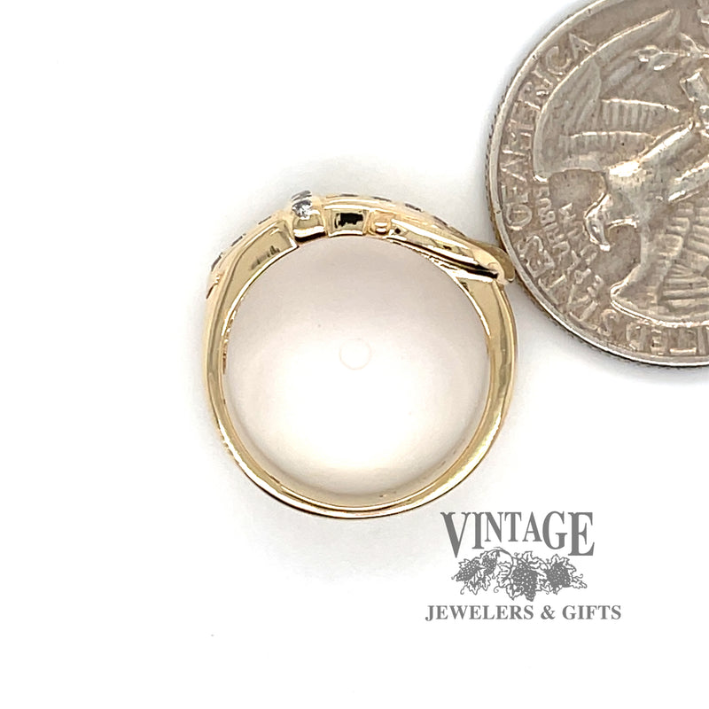 Buckle 14ky gold and diamond ring quarter